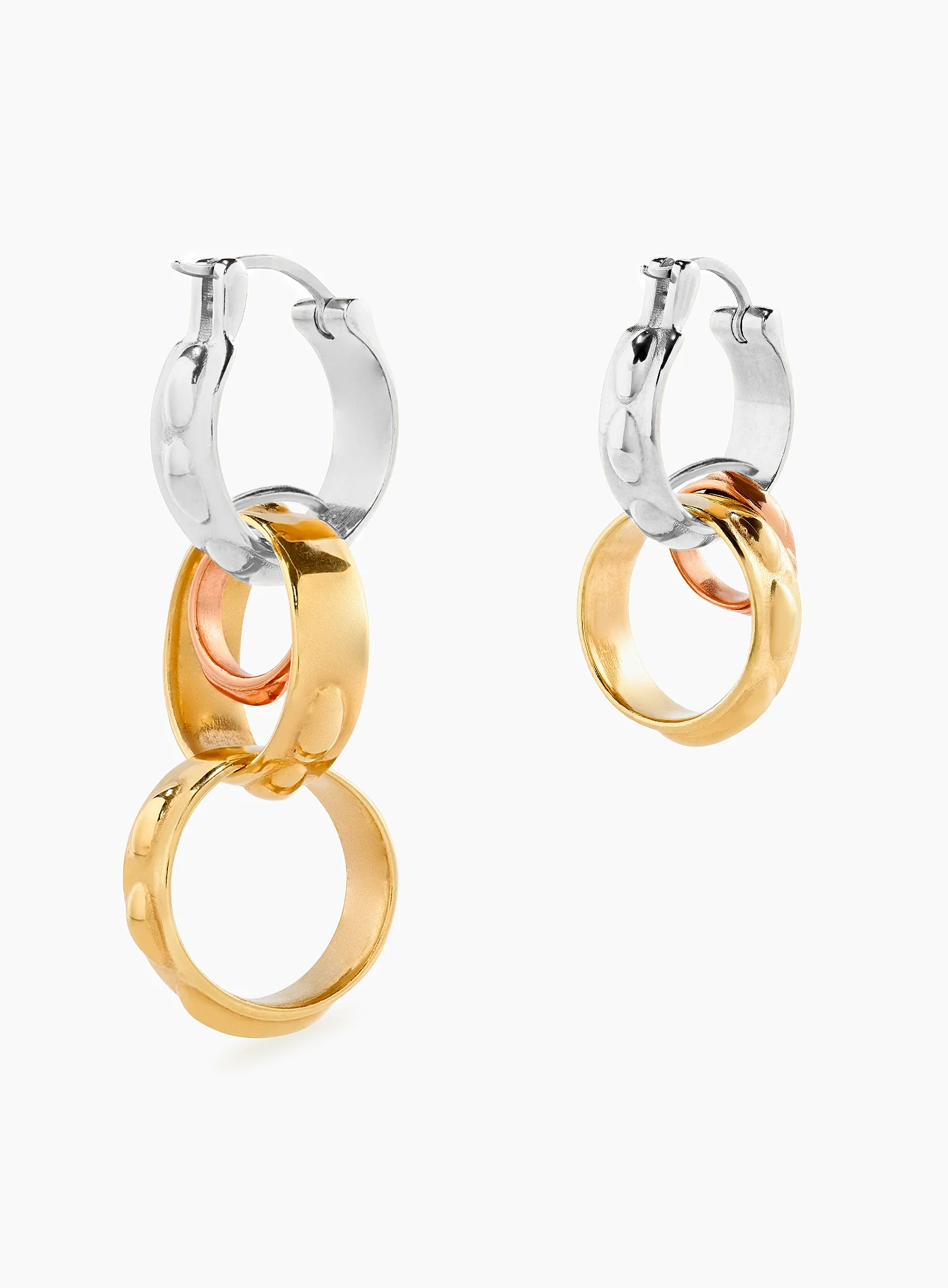 Asymmetric Modular Tricolor Earrings - Image 3